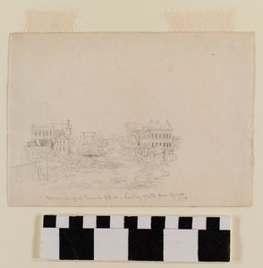 Pencil Drawing of the Building of a Tunnel at 8th Street Looking North from Spruce by A.B. Greene by A.B. Greene